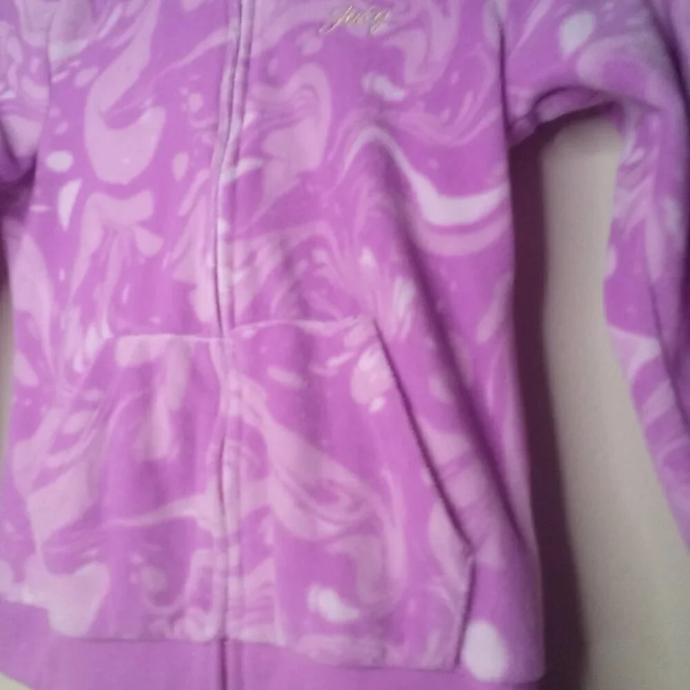 Juicy Couture Jacket Girls 7 Fleece Full Zip Pocket Pink